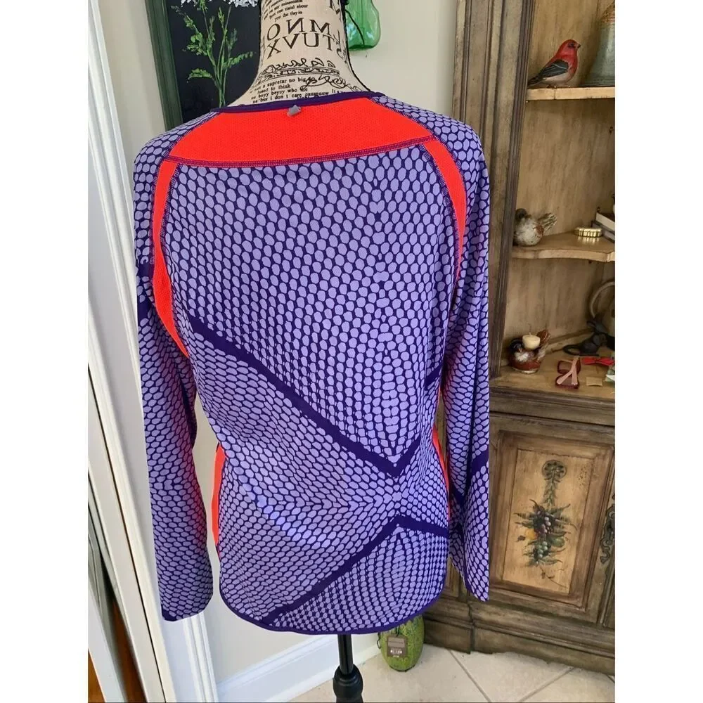 Nike Dri Fit Long Sleeve Purple Orange Geometric Top